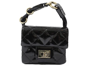 ●Chanel Anklet Pouch Ankle Bag Mini Enamel Black Women'S - Picture 1 of 12
