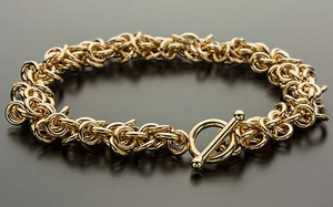 Floppy Loops Kette Maille Armband Handwerk Handarbeit 14K Gold gefüllt 7,25 cm - Bild 1 von 3
