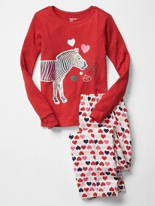 GAP Kids Love Graphic 2pc Pajama PJ Sleep Set Hearts Top Pants 4 10 12 NWT $40 - Picture 1 of 3