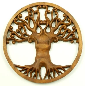 Tree of Life Wall Wood Carving Wall Art Family Sculpture Christmas Gift Idea - Picture 1 of 12