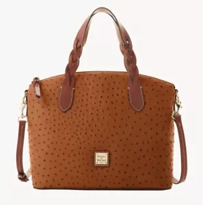Autentica borsa Dooney & Bourke Ostrich Celeste marrone chiaro nuova con etichetta vendita al dettaglio $ 368,00 - Foto 1 di 4