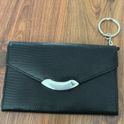 Beautiful Ralph Lauren vintage classic black leather  mini wallet keychain - Image 1 of 4