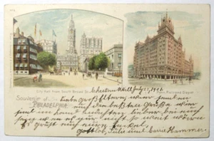 Ayuntamiento de S. Broad St. & Penn. Depósito de ferrocarril en 1901 postal a Alemania. - Imagen 1 de 2