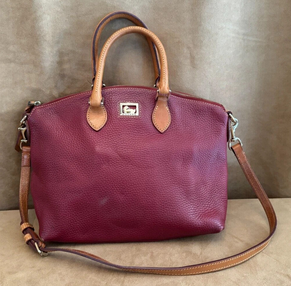 Cartera Dooney & Bourke Bolso Dillen Bolso de Mano Cuero Guijarro Mango Borgoña Foto 1 de 4