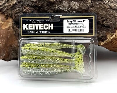Keitech 4" Easy Shiner Chartreuse Ice Shad 10cm 5g 7 Stück Gummiköder Gummifisch