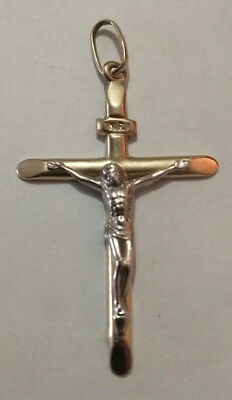 Винтажный 14K золото распятие крест подвеска - Изображение 1 из 4