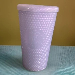 NEW Starbucks 2021 Holiday Iridescent White Studded Cold Cup Tumbler 16 Oz - Picture 1 of 7