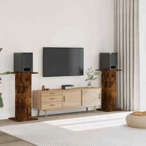 Speaker Stands 2 pcs Smoked Oak 30x30x95 cm Engineered Wood vidaXL - Picture 1 of 9
