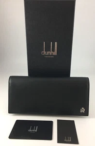 DUNHILL WESSEX BLACK LEATHER LARGE COAT WALLET MADE IN ITALY GIFT BOXED BNWT - Picture 1 of 12