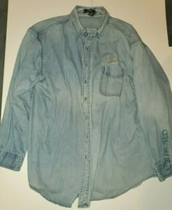 VINTAGE JEANSHEMD COCA COLA COKE LOGO BESTICKT ERWACHSENE BUTTON DOWN 3X - Bild 1 von 2