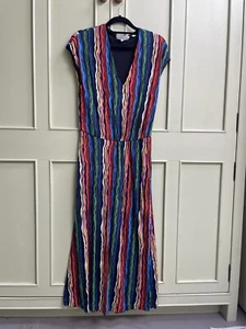 Gorgeous Chinti & Parker rainbow wavy stripe midi dress bamboo navy red green XS - Picture 1 of 11