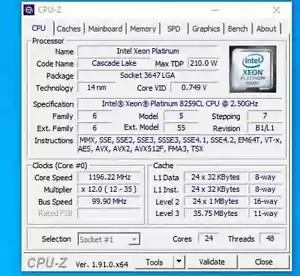 Intel Xeon Platinum 8259CL SRFA8 24Core 2.5GHz 33MB 210W LGA3647 cpu - Picture 1 of 2