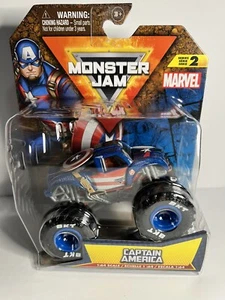 Monster Jam Spin Master Marvel CAPTAIN AMERICA Series 2 Diecast 1:64 - Picture 1 of 2