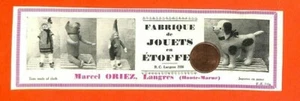 LANGRES (52) MARCEL ORIEZ / FABRIQUE JOUETS EN ETOFFES / TOYS / PUBLICITE 1929  - Imagen 1 de 1
