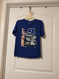Chase Elliott # 9 Blue One Sided Youth Shirt, Sz M New Autographed - Picture 1 of 4