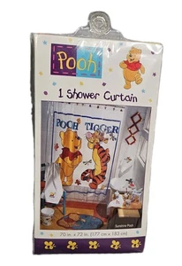 RARO! Tenda doccia Disney Store nuova con etichetta vintage anni 90 Pooh & Tiger arredo bagno  - Foto 1 di 3