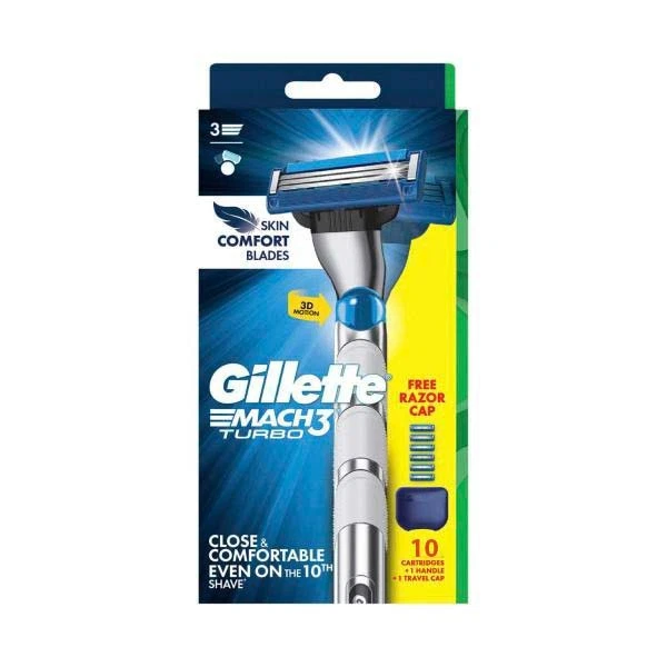 Gillette Mach3 Turbo Razor Kit 1 Handle & 10 Cartridges Value Pack - image 1 of 1