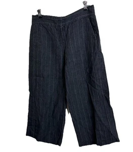 Isda & Co Damen Leinenhose weites Bein Größe 8 kurz geschnitten grau Nadelstreifen Arbeitskleidung - Bild 1 von 7