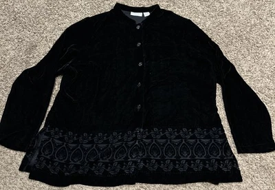 VTG  Jaclyn Smith Classic Women F Velour Button Up Sz 1X Long Sleeve Blouse A43 - Image 1 of 4