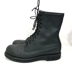 Addison Shoe Company Mens 10 R Black Leather Steel Toe Combat Military boot - Picture 1 of 14