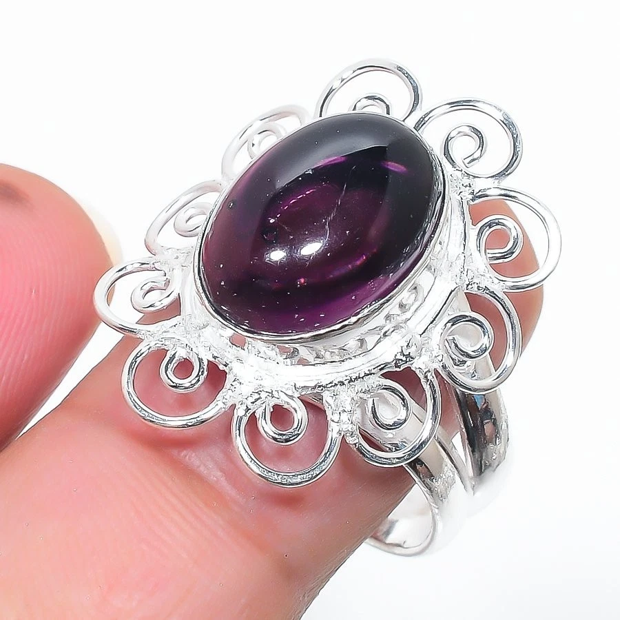 Purple Amethyst Gemstone Handmade 925 Sterling Silver All Size Ring For Gift - Image 1 of 1