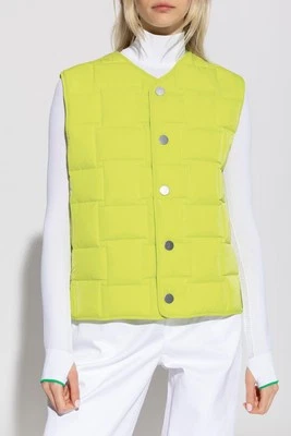 Chaleco Chaleco Bottega Veneta Fluo Amarillo Neón Nylon Acolchado Intreccio Tech Nuevo con Etiquetas Foto 1 de 4