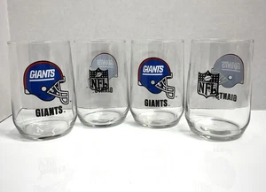 Set Of 4 Vtg 1980's New York Giants NFL Glass Tumbler Football Helmet Logo 4.75" - Picture 1 of 6