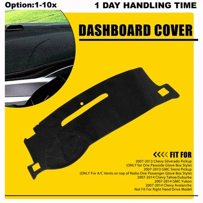 Cubierta de tablero alfombrilla a prueba de sol almohadilla de tablero negra para Chevy Silverado 1500 2007-2013 Foto 1 de 4