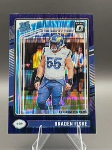 BRADEN FISKE RC #210 Rated Rookie Purple Shock Prizm 2024 Donruss Optic RAMS - Picture 1 of 5