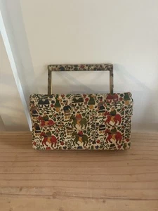 1950s Abstract Designed Frenchies Purse Clutch European Motif Gold Tone Compact - Picture 1 of 18