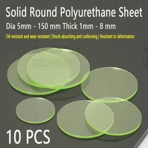 Solid Round Polyurethane Sheet PU Damping Pads Gaskets Dia 5-150 mm Thick 1-8 mm - Picture 1 of 5