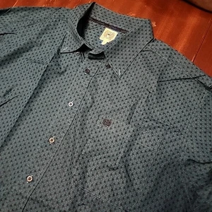 Camisa Cinch Para Hombre L Western Geométrica Azul Abotonada Manga Larga Estampado Completo - Imagen 1 de 6
