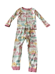 Burt’s Bees Kids Youth Pajama Set Top Pants Colorful Size 4T VGUC Pink Outdoors - Picture 1 of 18