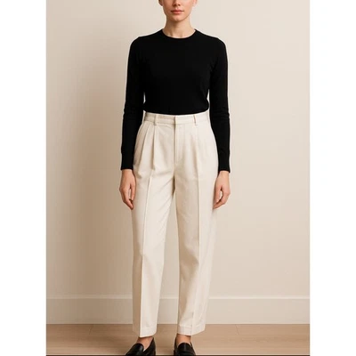 Calça plissada feminina clássica Pendleton tamanho 10 branca cintura alta mistura de rayon - Imagem 1 de 4