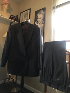 Herren Lubiam Italienische Schurwolle Elegant 2 Teiler Anzug Dunkelgrau Streifen 54R - Bild 1 von 12