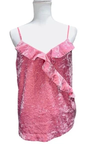 J. Crew Womens Velvet Ruffle Tank Top Red Sleeveless V Neck Size Small New - Picture 1 of 4