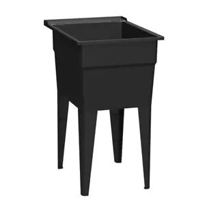 Laundry Sink 18" x 24" Heavy Duty Utility Tub Legs Include Foot Levelers Black - Picture 1 of 12