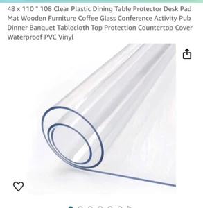 Rectangle PVC Clear Transparent Tablecloth Waterproof Mat Protector. 48x 110 - Picture 1 of 6