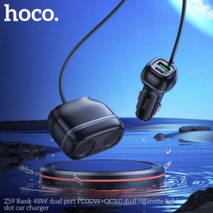 Dual Cigarette Lighter Adapter Fast Charger PD30W and QC3.0 Hoco Z59 - Zdjęcie 1 z 2