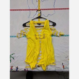Damen große MyMichelle Knopf Pullover Shirt Kombination, gelb - Bild 1 von 3
