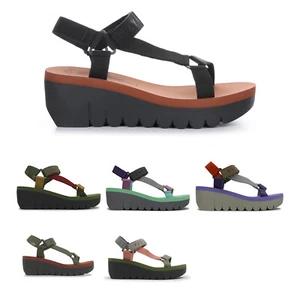 Fly London Womens Sandals YEFA726FLY Heels Hook and Loop Leather Textile - Picture 1 of 25