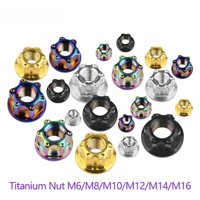 Titanium Nut M6 M8 M10 M12 M14 M16 Flange Fancy Rear Nut for Bike Motoycycle Car - Image 1 of 4