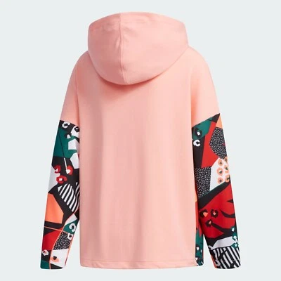 阿迪达斯 FARM RIO HOODIE 轨道夹克印花连帽运动衫上衣~女式尺寸 M~nw — 第 1/4 张图片