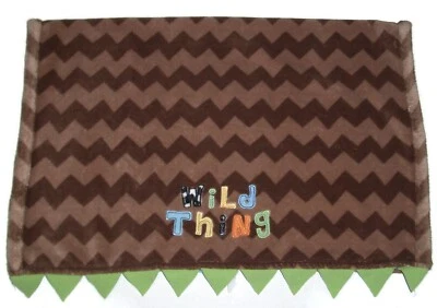 Tiddliwinks Wild Thing Baby Blanket Brown Green Tan Chevron Security Lovey 30x40 - Image 1 of 2
