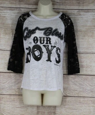 Camisa de fútbol Southern Grace para mujer talla pequeña mediana grande XL Burnout manga 3/4 Foto 1 de 4