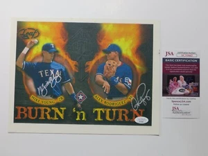 ALEX RODRIGUEZ & MICHAEL YOUNG SIGNED 8.5x11 TEXAS RANGERS CANVASPRINT PHOTO JSA - Picture 1 of 5