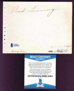 Lyle Bud Tinning (d.1961) Signed Album Page Autographed Baseball Cubs Cards BAS