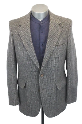 винтажный бежевый черный Твидовый езды куртка blazer тяжелая шерсть спортивный костюм пальто 40 R - Изображение 1 из 4