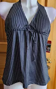 Tankini Oberteil schwarz Nadelstreifen Gr 50 Neu "Octopus" Neckholder Polster - Bild 1 von 1