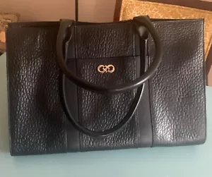 COLE HAAN Black Leather Sophisticated Satchel Tote Purse with magnetic closure. - Picture 1 of 6